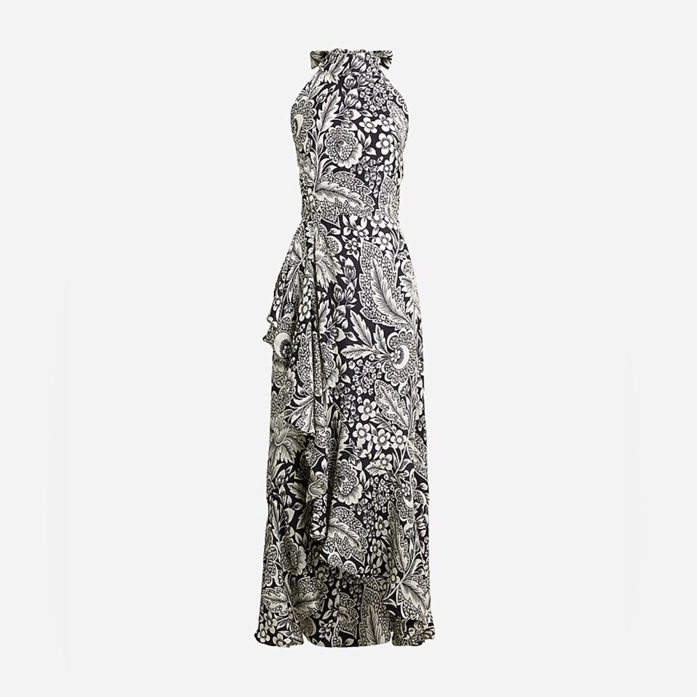 J. Crew Collection halter-tie cupro-blend dress in classic floral print